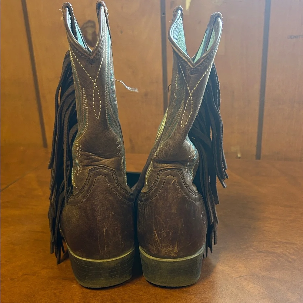 Ariat Brown Leather Boots with Turquoise Interior
